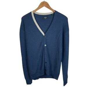 B21 Men’s Callaway Golf Brand Merino Wool V Neck Cardigan Sweater L